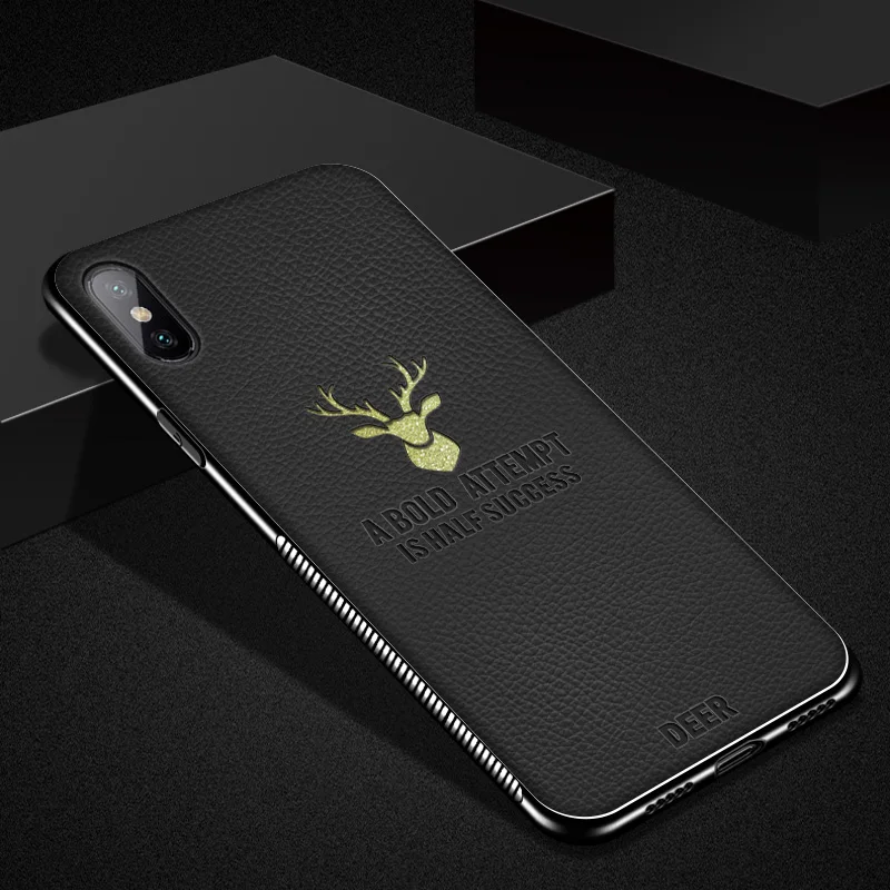 Luxury Deer Leather Case For iPhone X Xs Max XR Ultra Thin Plating TPU Soft Cover 6 6s 7 8 Plus Shockproof |