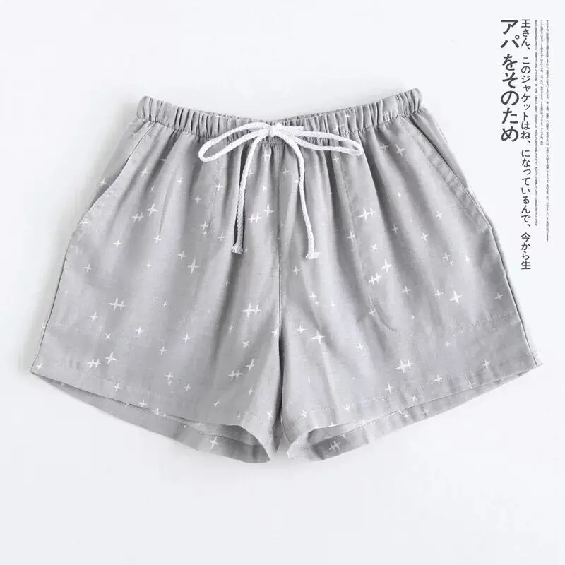 Star Grey -Women Для влюбленных, для сна, низ, марля, хлопок, пара, Шорты для сна, звездное небо, японский стиль, для мужчин и женщин, удобная Свободная Домашняя одежда, повседневная одежда - Цвет: Star Grey -Women