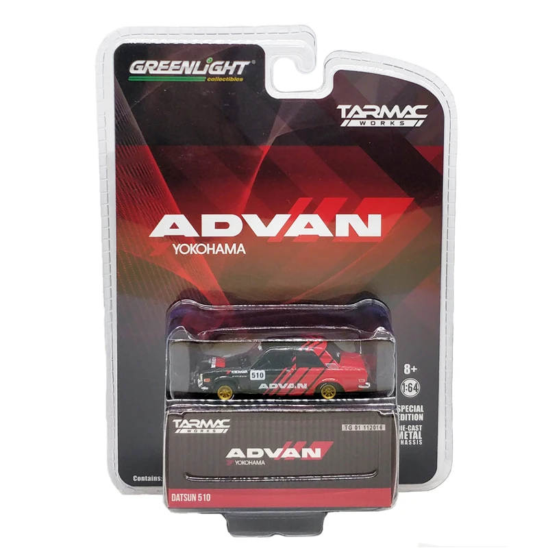 Tarmac Works x greenlight 1:64 Datsun 510 ADVAN Diecast Model Car