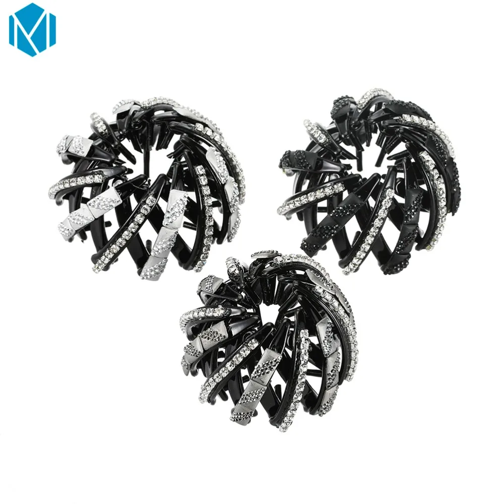 M MISM коготь для волос жемчужные стразы модные булочки женщин заколки удобные