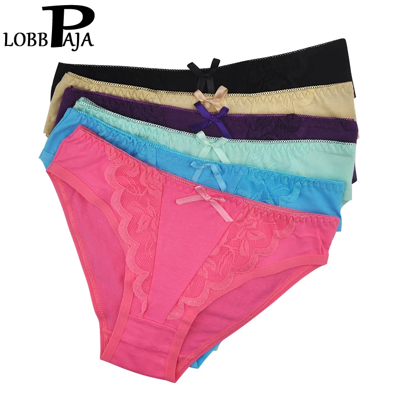 Женское нижнее белье LOBBPAJA хлопковые кружевные трусы с низкой талией 6 шт. в