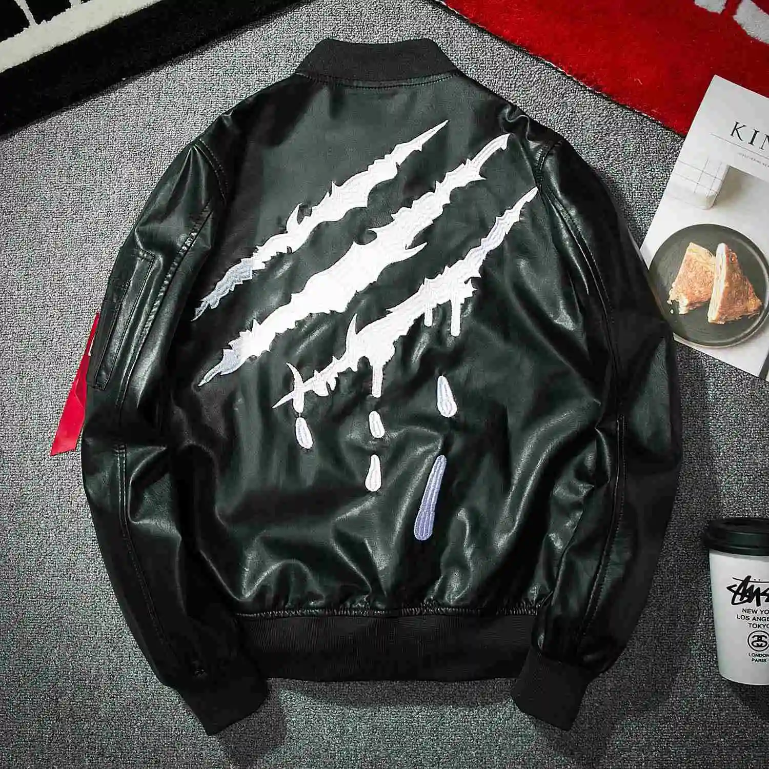 Бренд Badge Tide pu кожаная летная куртка Осенняя бейсбольная одежда Мужская и Женская рабочая куртка