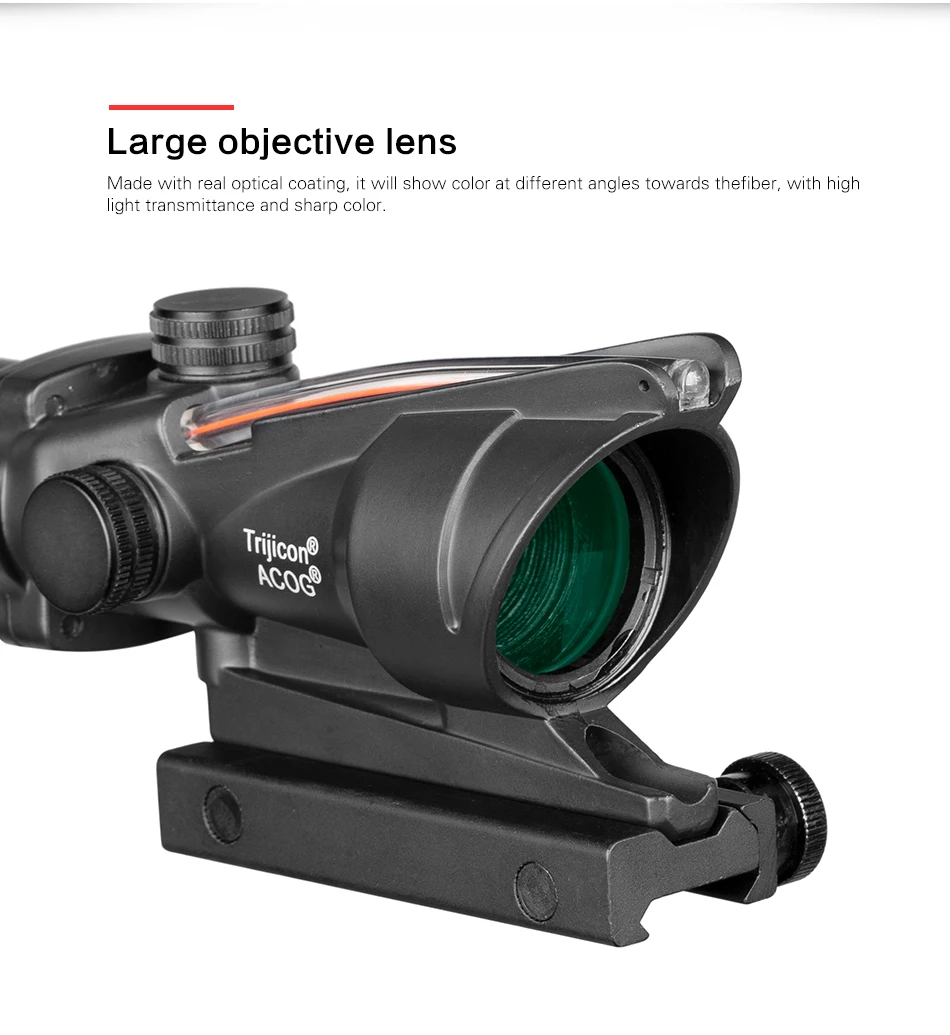 Trijicon ACOG 4X32 Scope Fiber Optics Red Dot Adjustable Illuminated Chevron Glass Etched Reticle Tactical Hunting Sight