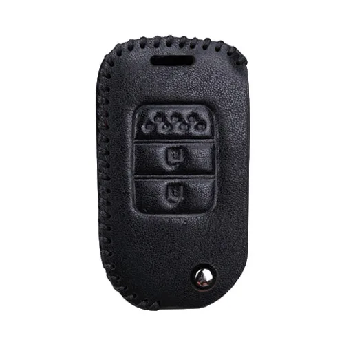 KUKAKEY Кожаный Автомобильный брелок Карманный чехол Чехол для Honda Civic CR-V HR-V Accord Jade Crider Odyssey- дистанционная защита - Название цвета: 2 Button Black