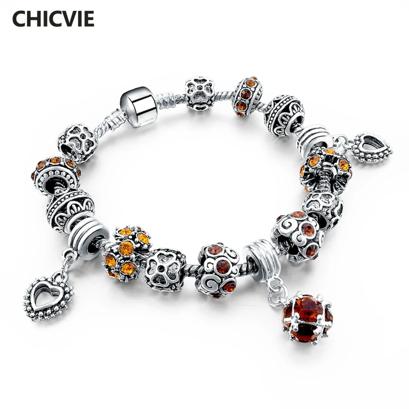 Женский браслет в форме сердца CHICVIE из нержавеющей стали с желтым цветком SBR150298 |
