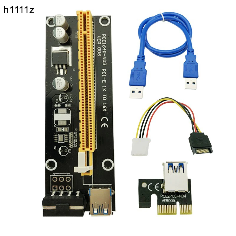 

H1111Z 60 см PCI-E Райзер-адаптер PCI Express, 1x до 16x USB 3,0 SATA к 4Pin IDE Molex адаптер для майнинга биткоинов