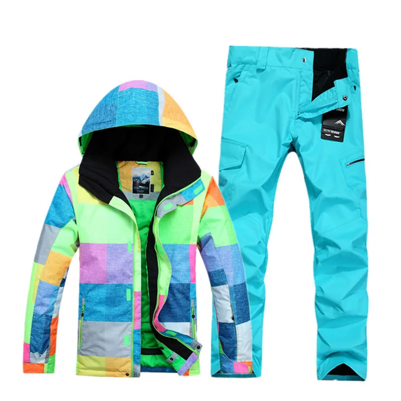 Мужской лыжный костюм GSOU водонепроницаемые лыжные костюмы комплекты для