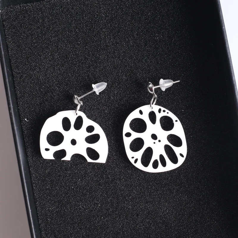 Fashion Hip Hop Jewelry Night Club Acrylic Asymmetric Lotus Root Earrings For Women | Украшения и аксессуары