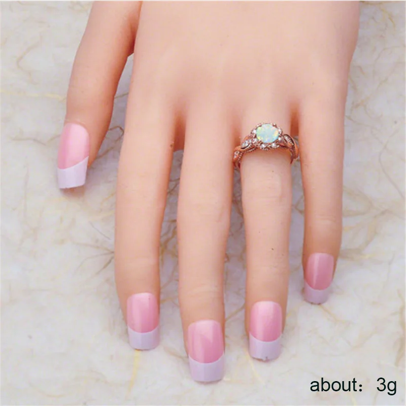 

Huitan Best Seller Statement Ring with Round Cutting Artificial Opal Prong Setting Fashion Cocktail Party Rings for Women Girls