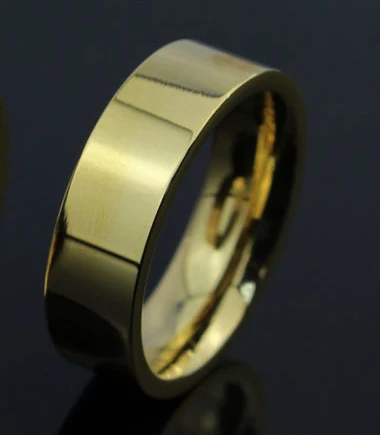 6MM Gold Пара Кольца корейский Для мужчин и Для женщин обручальное кольцо золотое старый покрытием черный чистый Титан пара кольцо набор люкс ювелирные изделия - Цвет основного камня: 6MM Gold