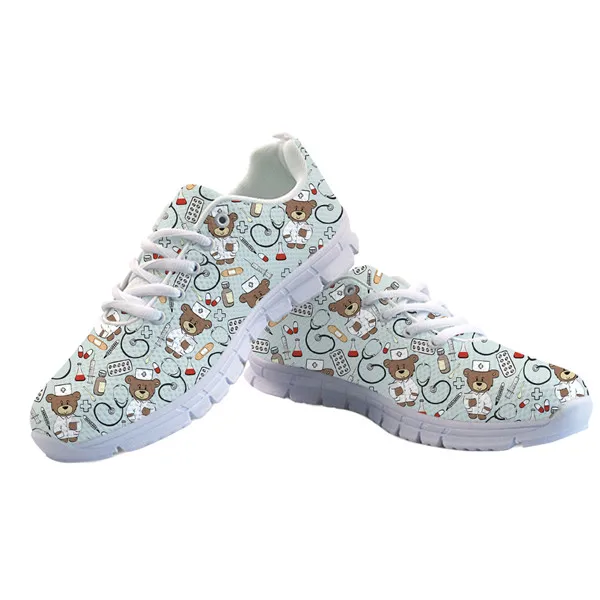 HK002AQ INSTANTARTS мультфильм медсестра кроссовки милые Для женщин педиатрии и принтом "панда", беговая Обувь легкая дышащая обувь на шнуровке женская спортивная обувь - Цвет: HK002AQ