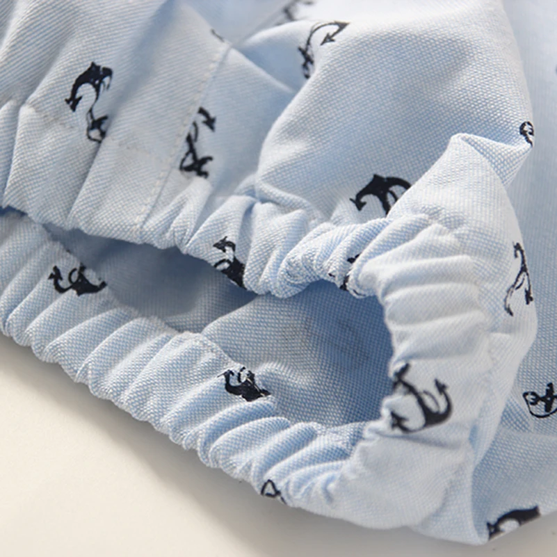 Хлопковые пижамы с отложным воротником и принтом якоря для маленьких