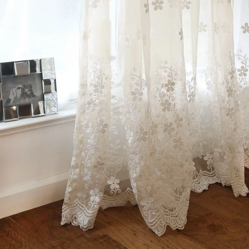 Простая Европейская кружевная Тюлевая прозрачная занавеска белого цвета с