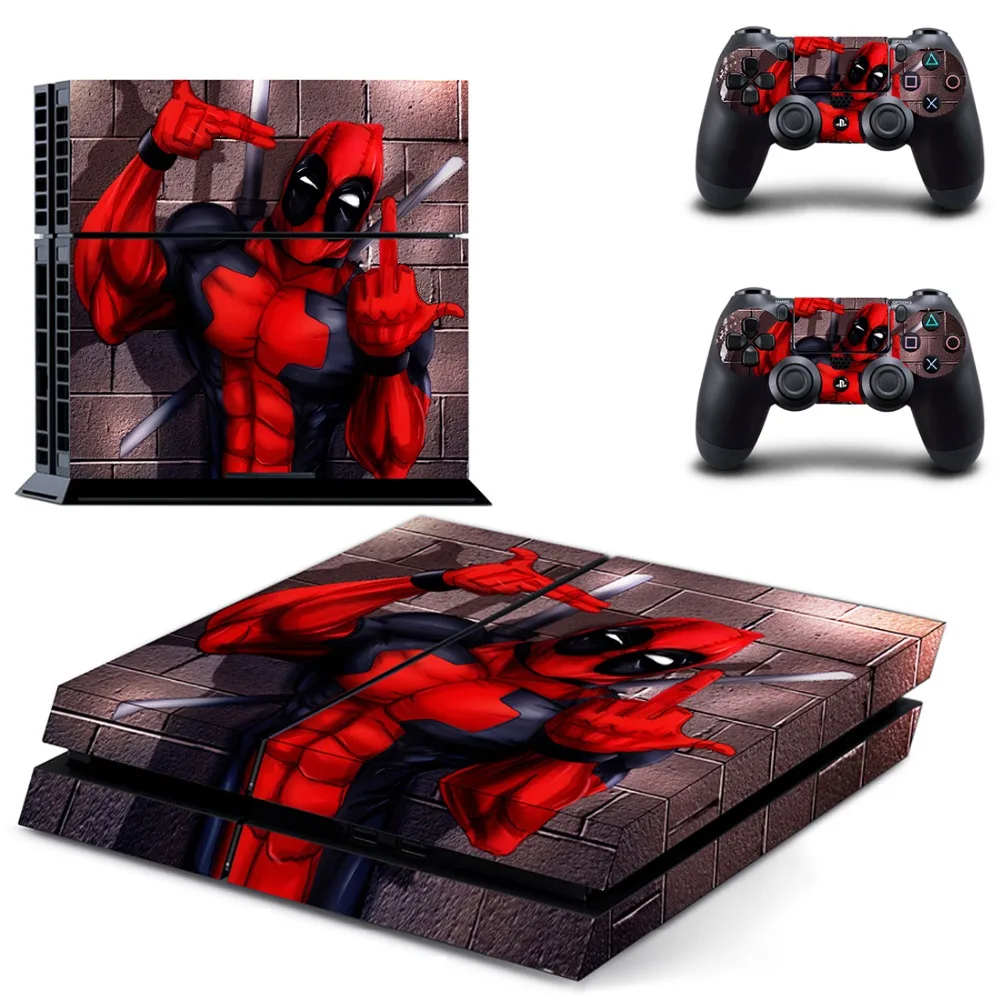 С изображением дедпула из комиксов Марвел пленка наклейка для PS4 виниловая наклейка, стикер для Playstation 4 консоли и 2 контроллеры PS4 Стикеры