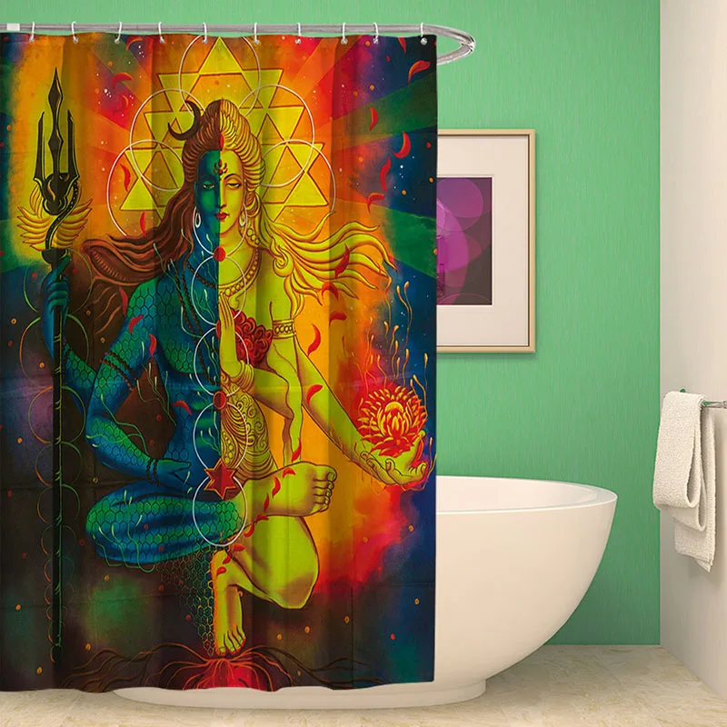 Полиэстеровая занавеска для душа с 3D принтом статуя Будды экраны ванной