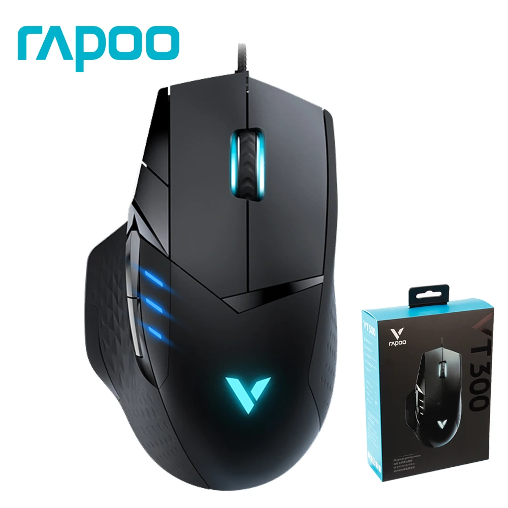Новый Rapoo VT300 6200 Точек на дюйм ИК Проводная Оптическая USB Мышь 10 программируемых