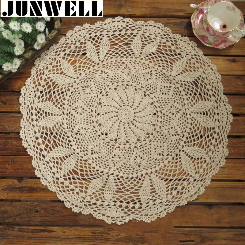 

60CM RD Shabby Chic Vintage Crocheted Tablecloth Handmade Crochet Coasters Cotton Lace sofa cover