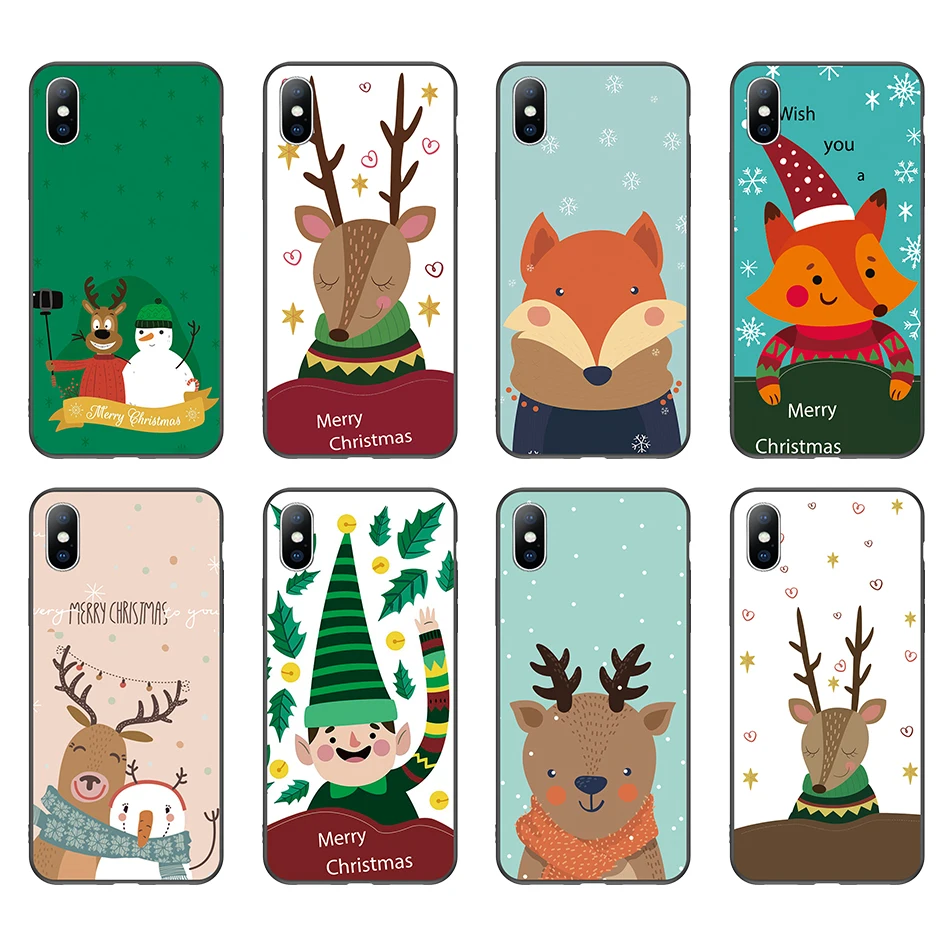 Moskado Deer Antlers Phone Case For iPhone 6 6s 7 8 Plus X XR XS Max Cute Cartoon Elk Head Soft TPU 5 5S SE Cover |