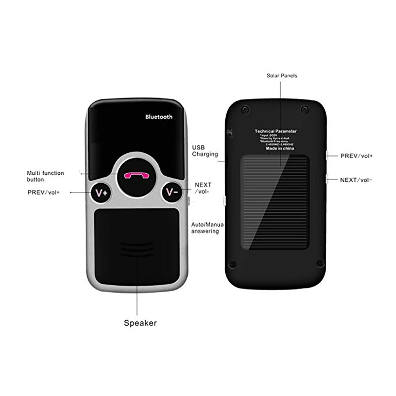 Солнечная энергия Bluetooth handsfree car kit Car Speaker Handsffree USB Charger Music Player|Автомобильный