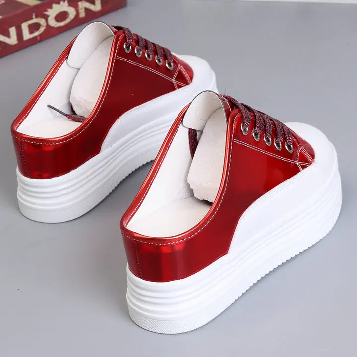 Женские кроссовки; повседневная обувь на платформе; zapatillas mujer; женская обувь на плоской подошве; женская обувь на танкетке с лазерным украшением; обувь на высоком каблуке 8 см; A11-14