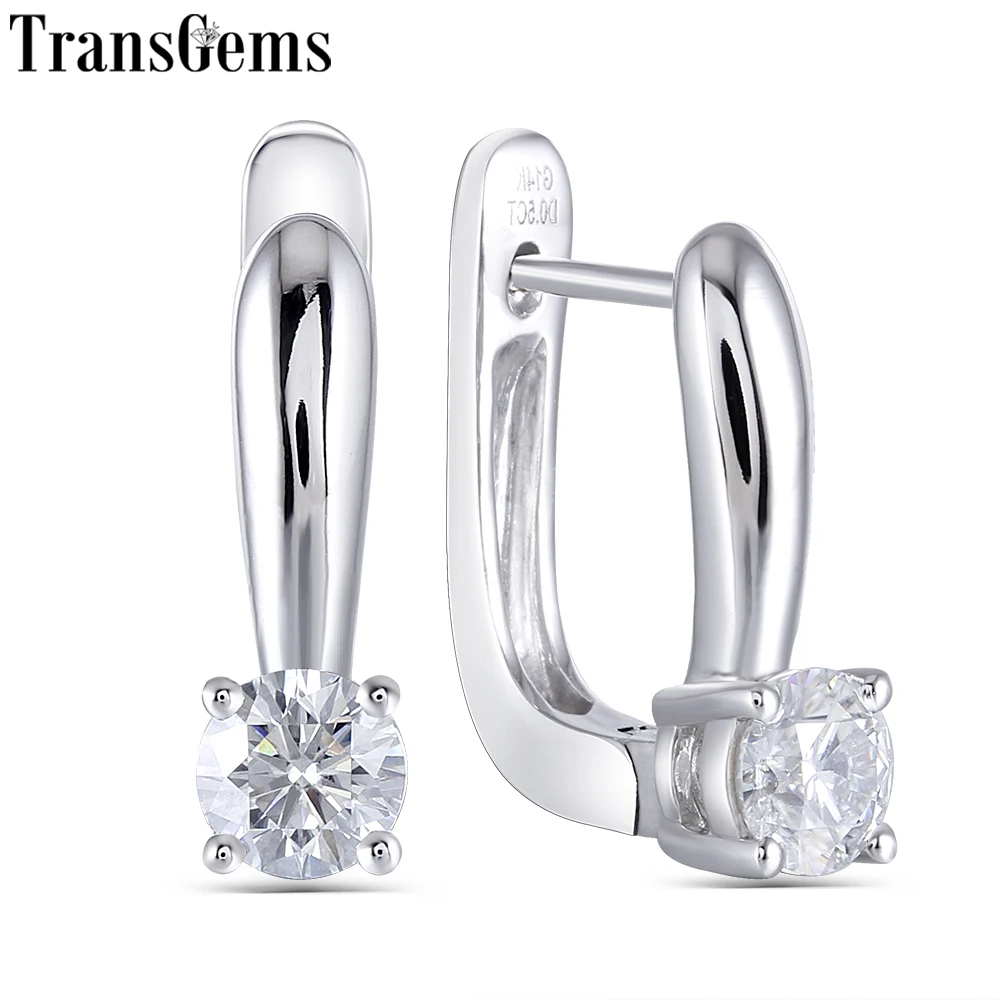 Женские серьги кольца Transgems сережки из белого золота 14 к 1 0ctw 5 мм F цветов для