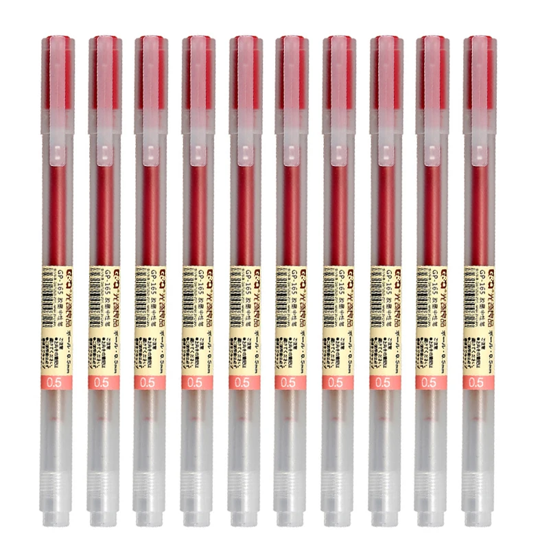 10 pieces Red 10 шт./лот, японская цветная гелевая ручка, набор, 0,5 мм, матовая цветная ручка Kawai Stylo, гелевая ручка для рисования, цветные, милые канцелярские принадлежности, школьные принадлежности - Цвет: 10 pieces Red