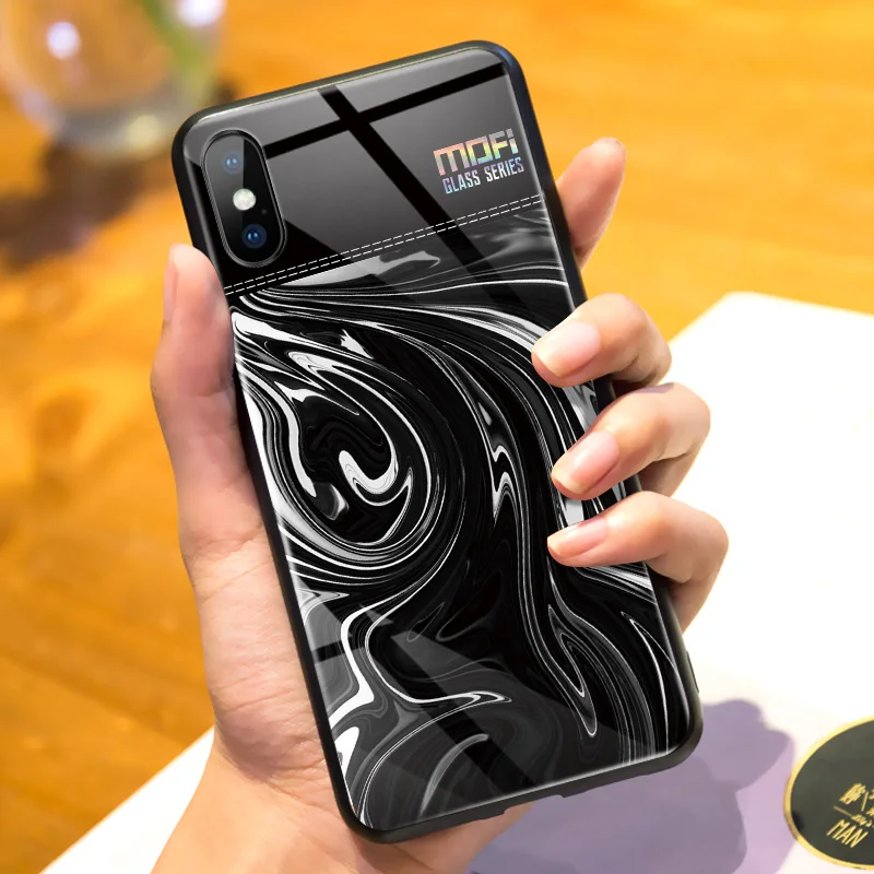 Роскошный чехол из закаленного стекла для iphone X задняя крышка Mofi футбола