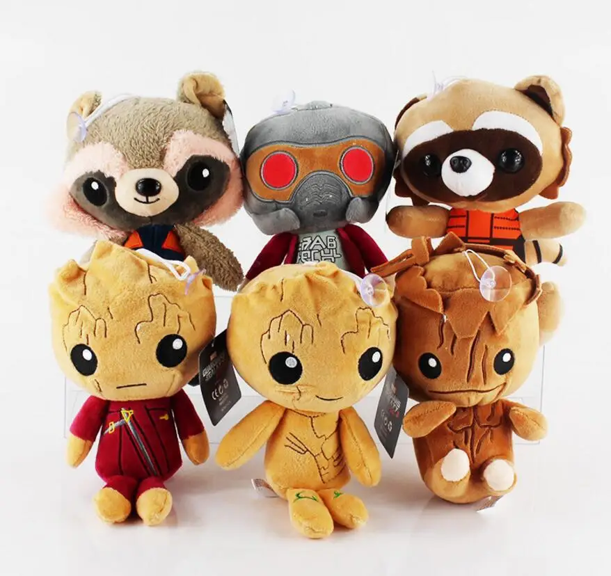 6pcs 8 ''20 см стражи Галактики плюшевые игрушки и куклы из мультфильма дерево людей реактивный Енот плюшевые детский подарок - Цвет: 6pcs