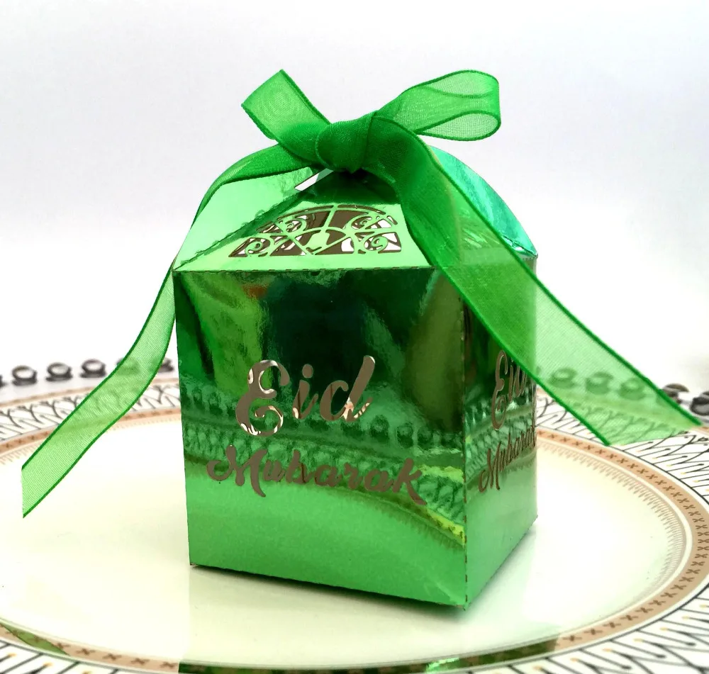 50 шт./компл. Happy Eid Islamic Mubarak Подарочная коробка для конфет мусульманская детей с