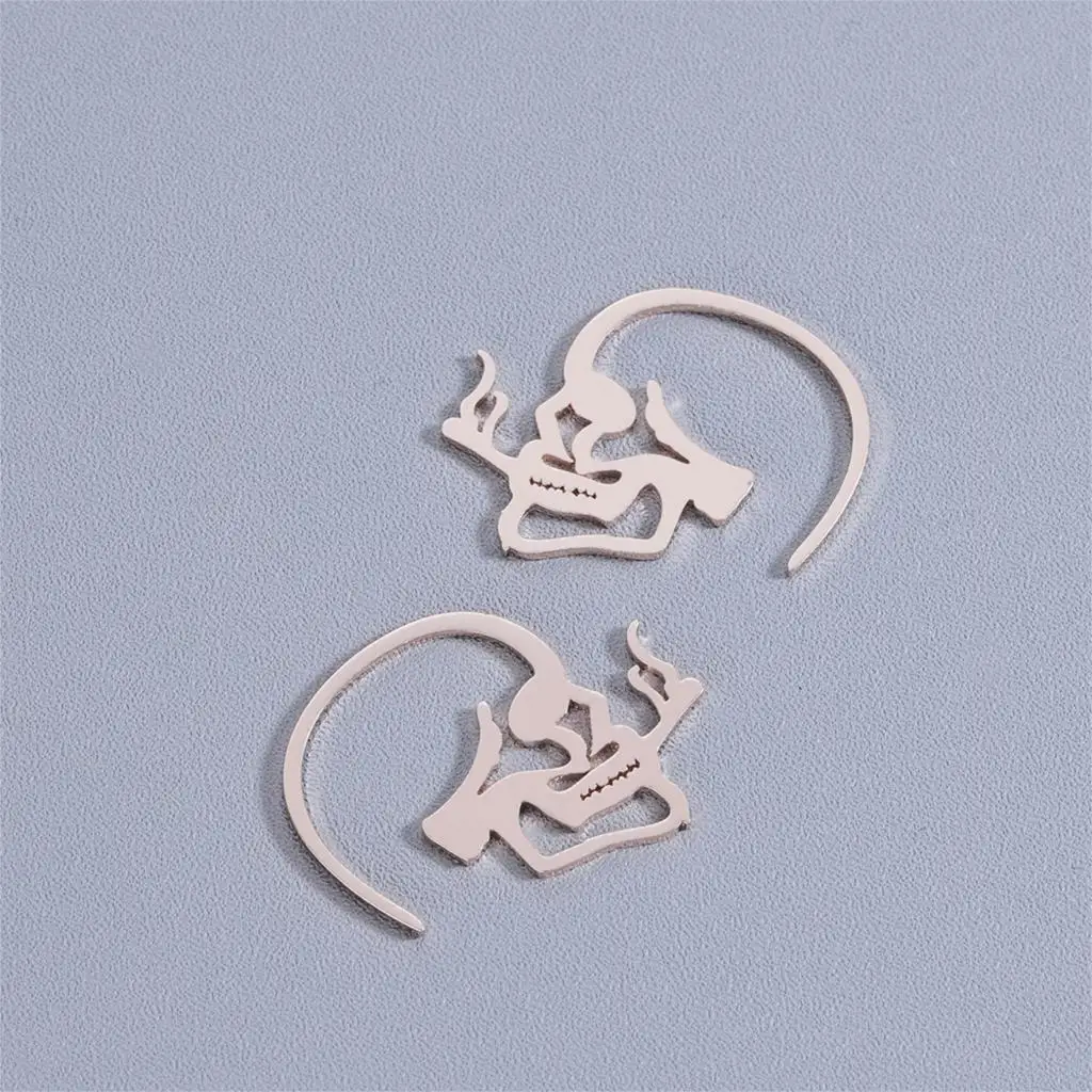 Cxwind New Fashion Stainless Steel Stud Earrings Gold Color Skull for Women Girl Punk Ear Charms Jewelry | Украшения и аксессуары