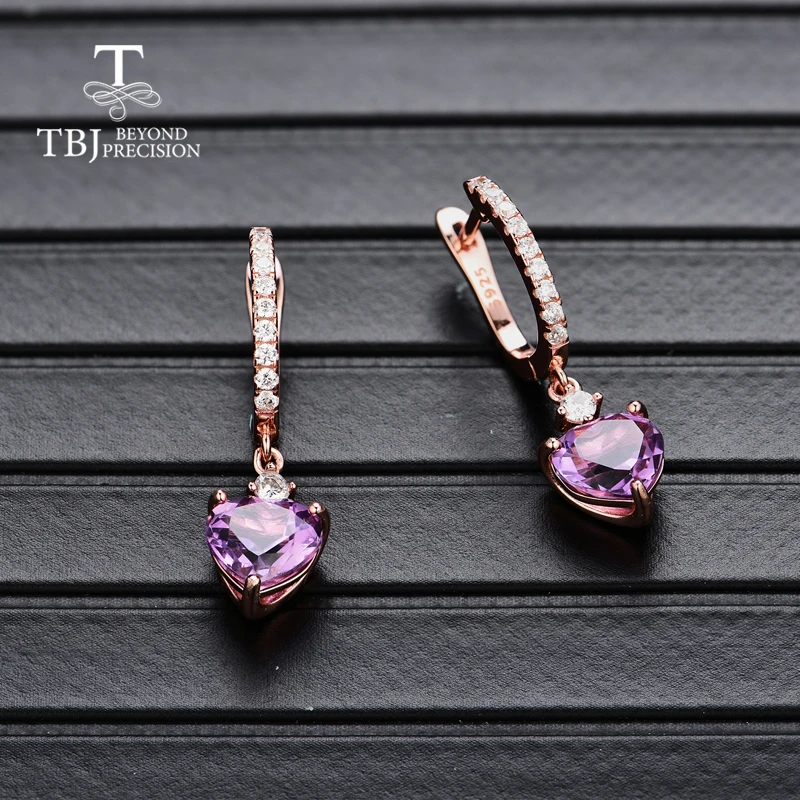 Женские серьги с аметистом TBJ ювелирные украшения натуральными драгоценными