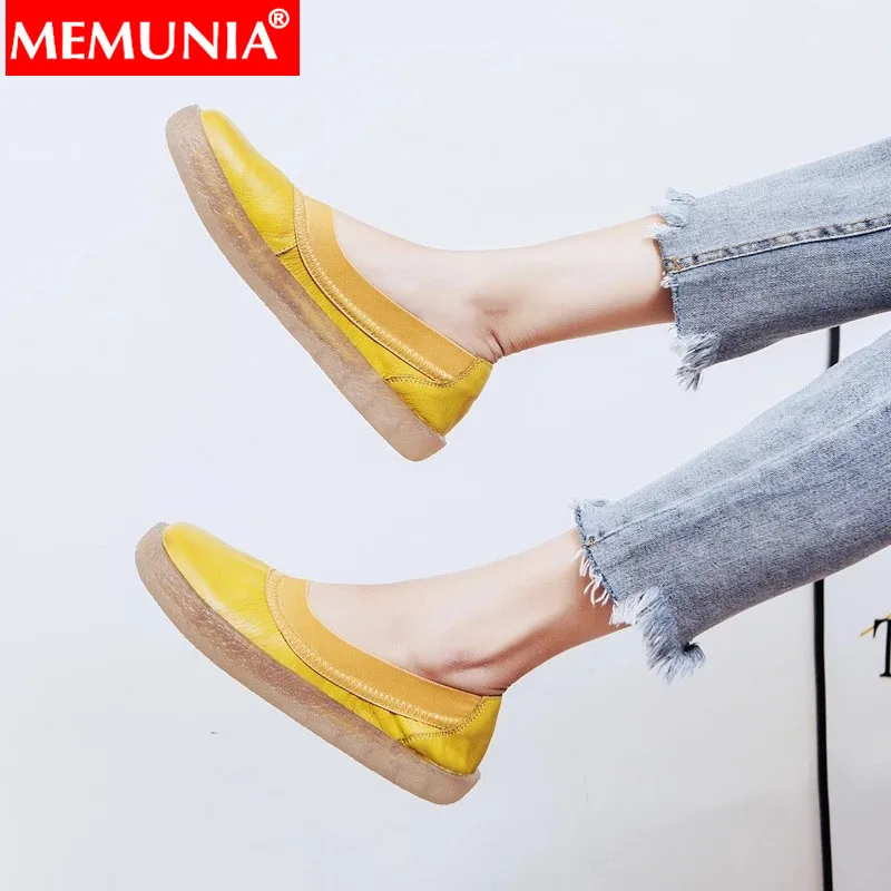 Туфли MEMUNIA женские из натуральной кожи модные удобные лоферы плоская подошва