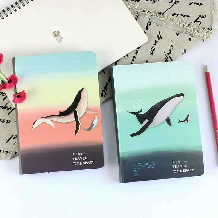 Блокнот с изображением теплая планеты и Кита цветные страницы плотный блокнот