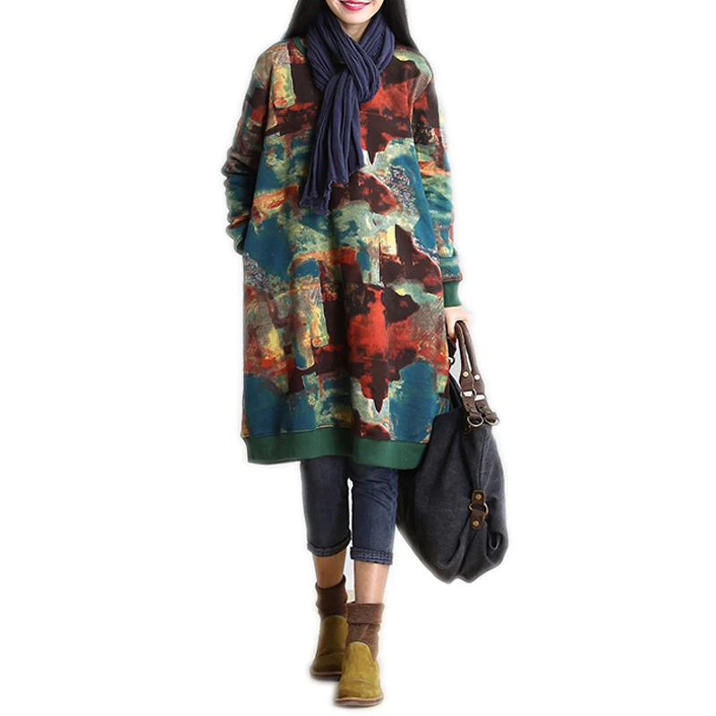 Женские свободные платья в Корейском стиле хлопковые и льняные с длинными