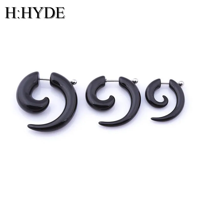 H: HYDE Мужские Женские спиральные ушные конические улитки расширители Для Пирсинга Ушей черные ювелирные изделия для тела Искусственный ушной штекер Туннель Пирсинг перегородка tragus DY