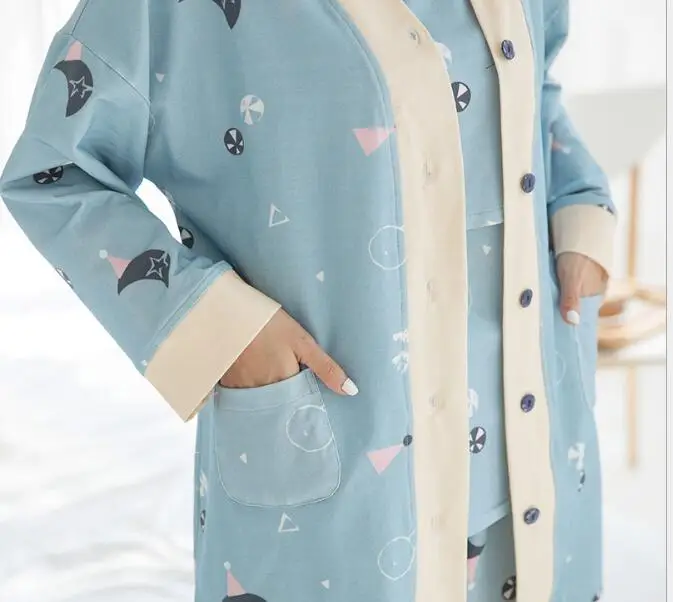 Новинка 3 шт./компл. Хлопковая пижама с принтом для кормящих матерей модная одежда