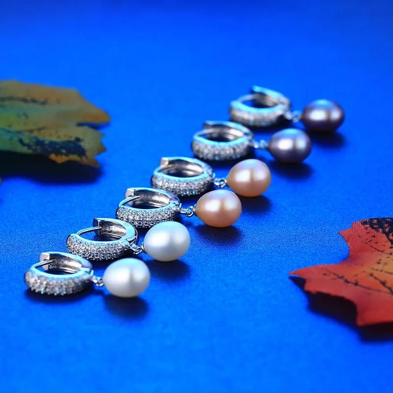 Женские серьги из серебра 2019 пробы с натуральным пресноводным жемчугом белого