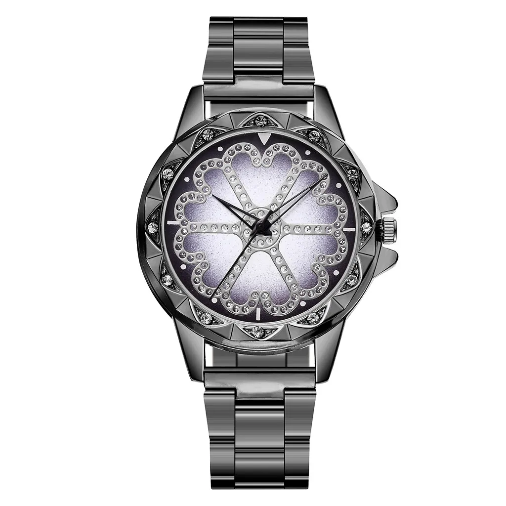 vansvar Casual Quartz Stainless Steel Band Women Lucky Flower Rhinestone Watch relogio feminino watches dress bracelet fashion | Наручные