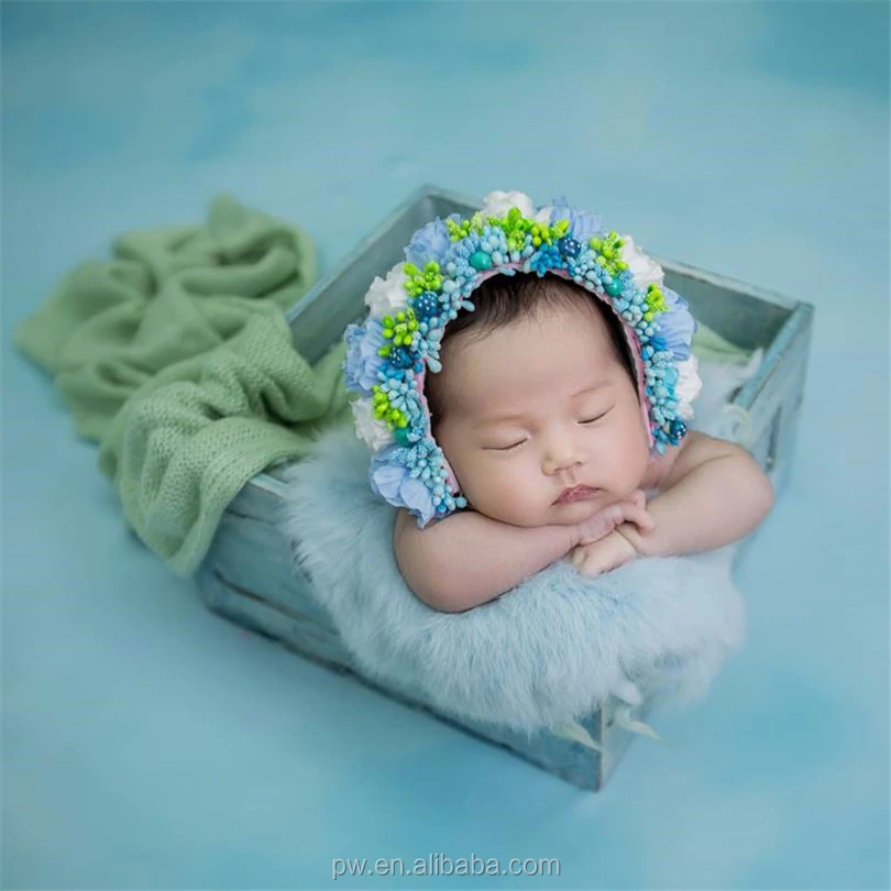 Винтажный цветочный чепчик с подсолнухом для фотосъемки новорожденных, ручная вязка, Цветочная шляпа для новорожденных девочек, реквизит для фотосессии, детская шляпка