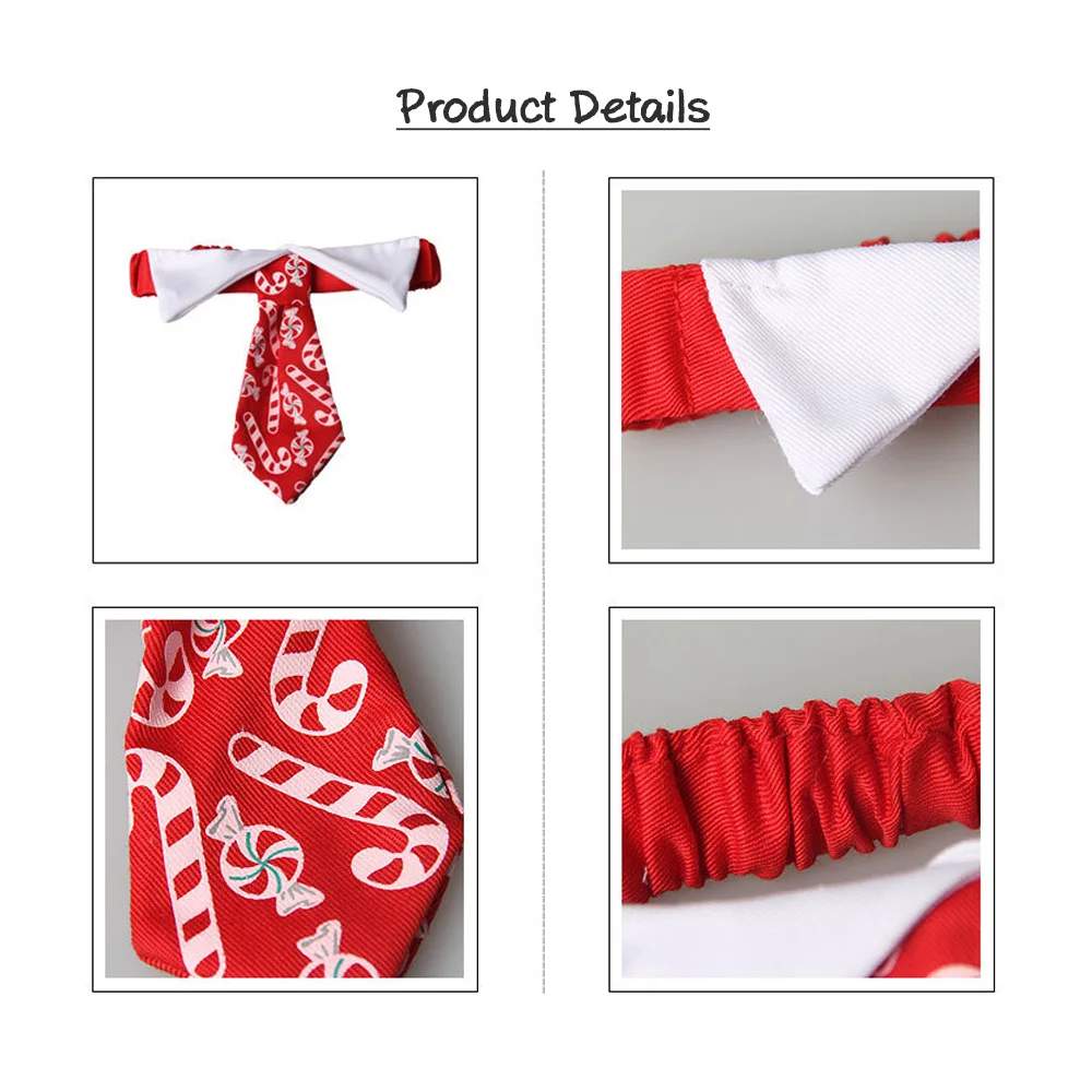 Рождественский галстук-бабочка для кошек с принтом конфет красный собак ошейник