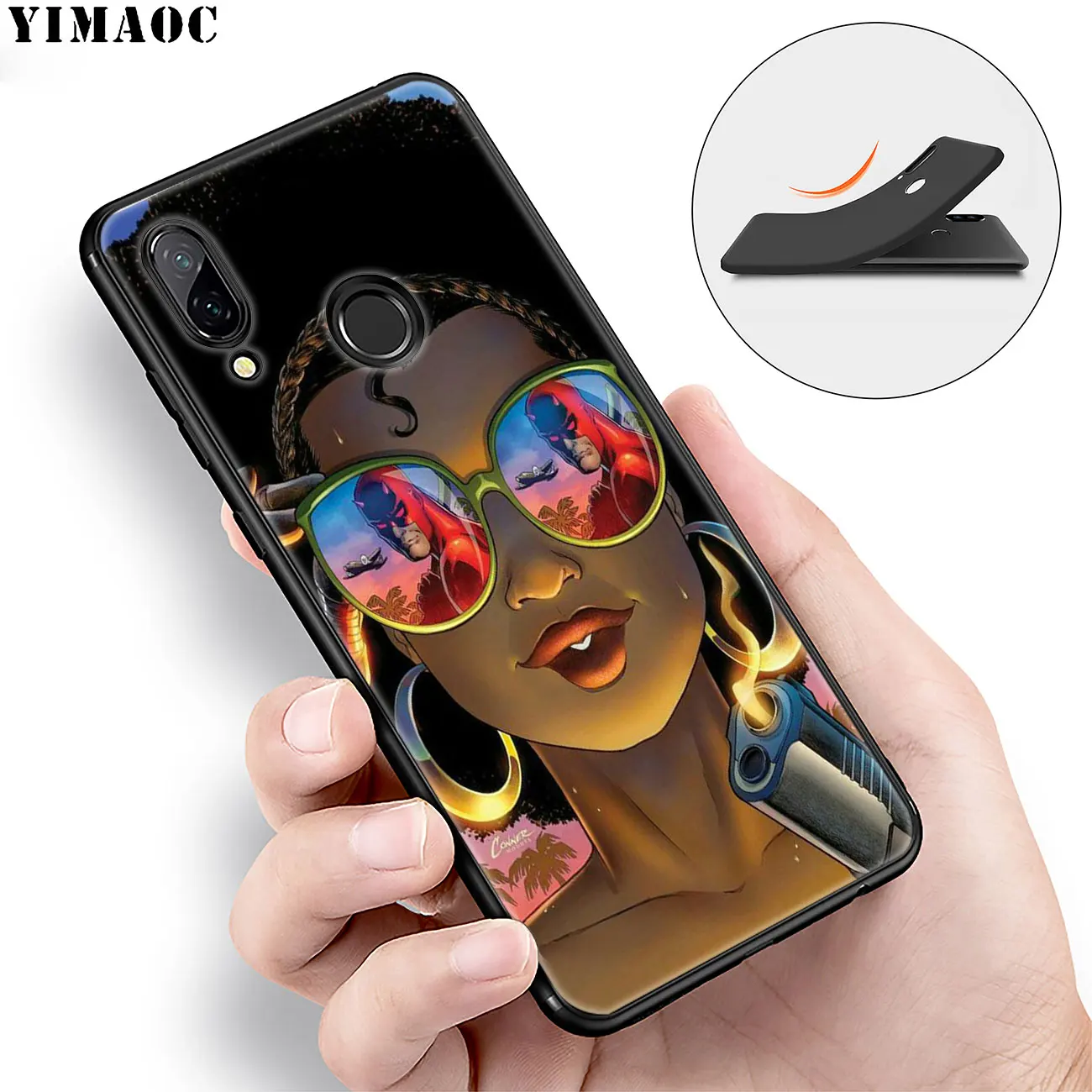 YIMAOC африканская красота афро затяжки Черный Девушка Мягкий чехол для Huawei Honor 20 Pro
