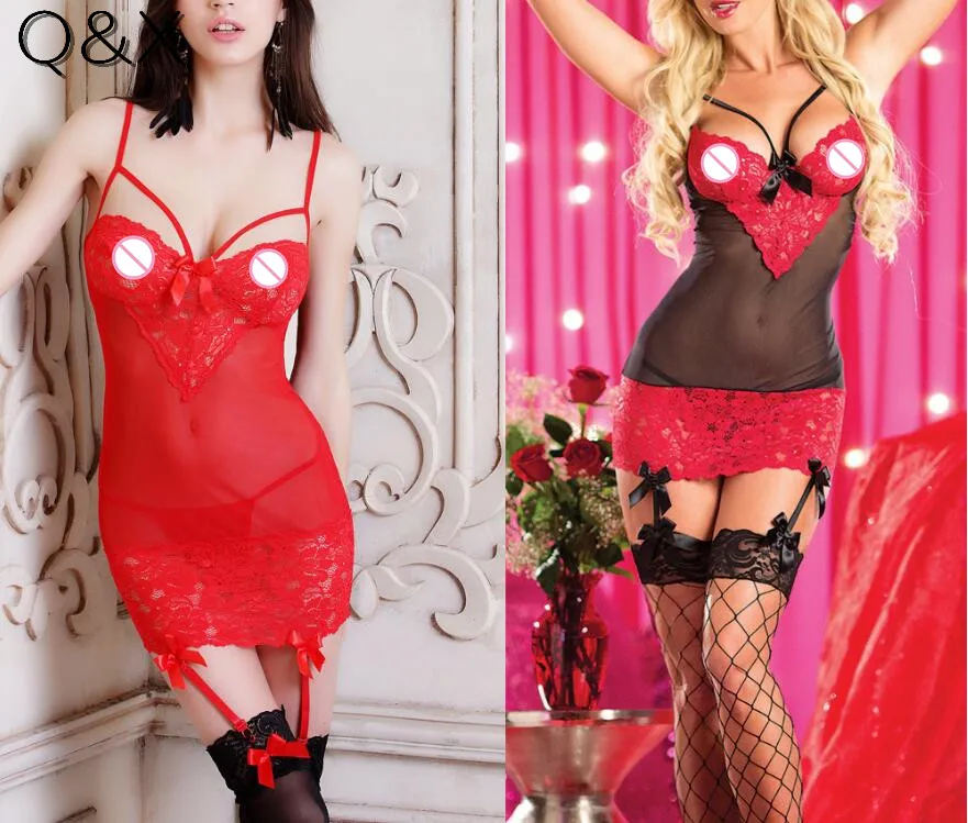 MR34 2017 красный черный дизайн открытая спина Сексуальная Babydoll Новое Женское нижнее