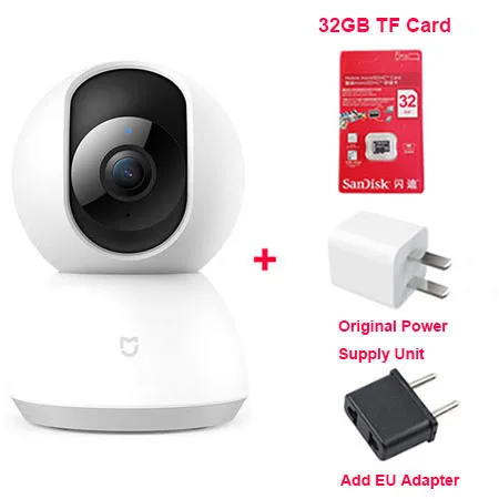 add EU 32G SD card Xiaomi Mijia CCTV Smart IP 360 камера WiFi Pan-tilt ночное видение 360 Угол видео камера обнаружения движения Xioami Домашняя безопасность - Цветной: add EU 32G SD card