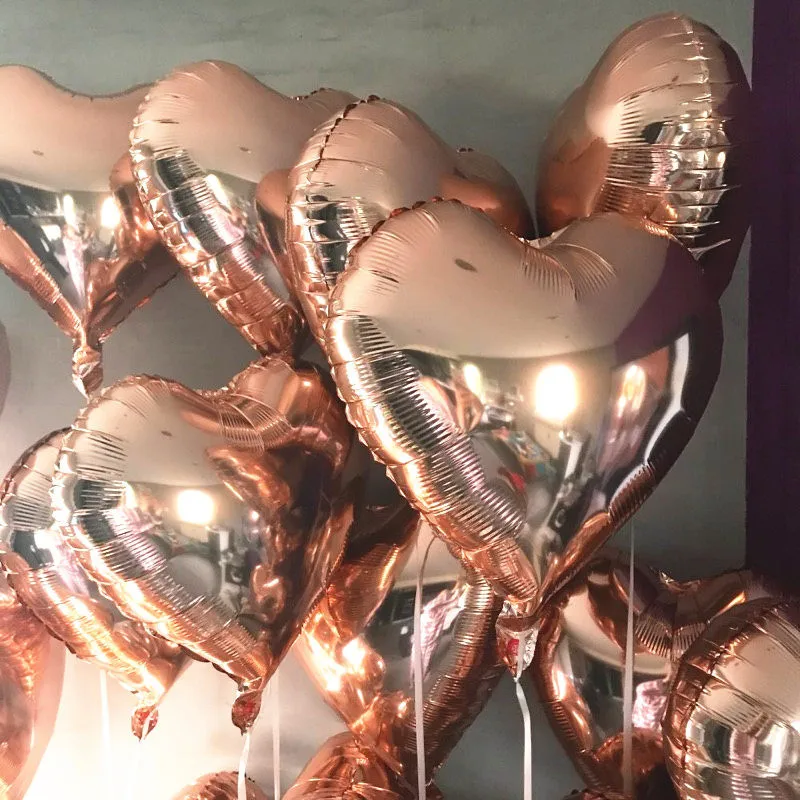 5pcs 18inch golden silver Heart Balloons confetti balloons 18inch foil stars balloons Metallic Wedding Birthday Party Decor
