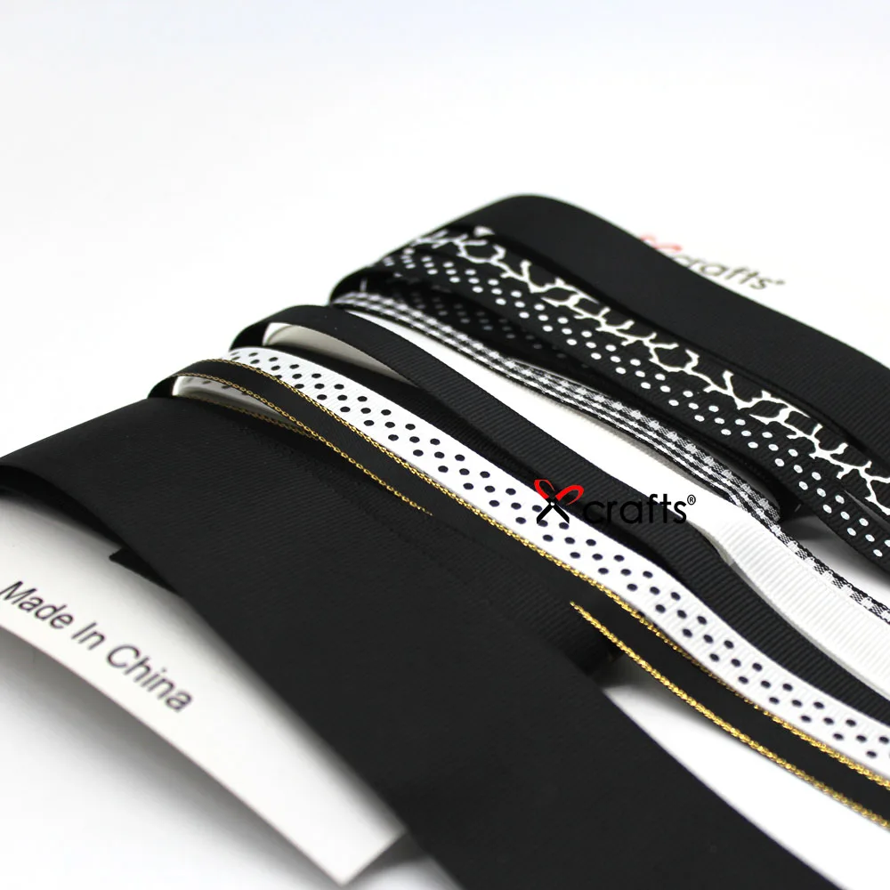 Корсажная/атласная/печатная лента черного цвета Смешанный Набор для