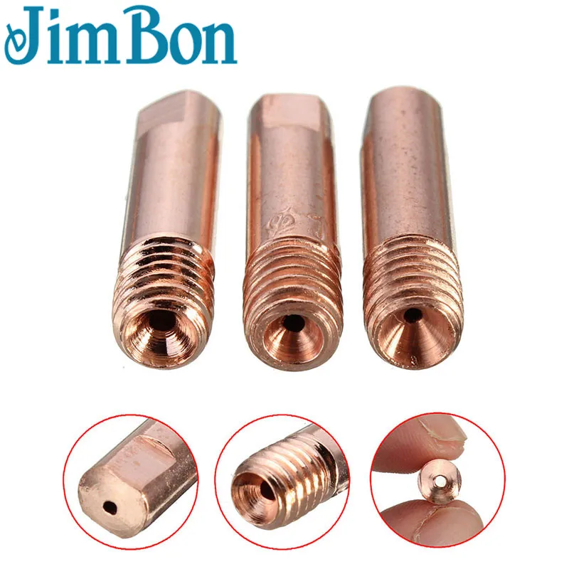 JimBon 10 шт. MB-15AK M6* 25 мм типа для сварки MIG/MAG сварочный фонарь Контактный наконечник газовой форсунке, 0,8/1,0/1,2 мм