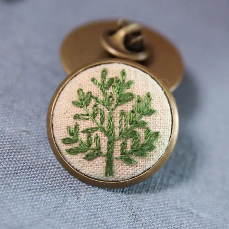 Набор для вышивания значков, сделай сам, ручная работа, сделай сам, поставка, лен, хлопок, Бабочка, божья коровка, сосна, кипарисовое дерево, узор 25 мм, 1 шт