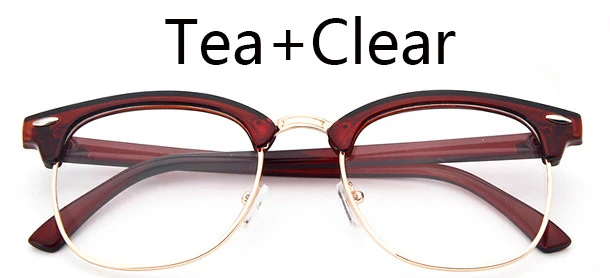tea Брендовые дизайнерские модные Gafas прозрачные женские очки для коррекции зрения в оправе мужские полуоправы поддельные очки оправа винтажные очки - Цвет оправы: tea