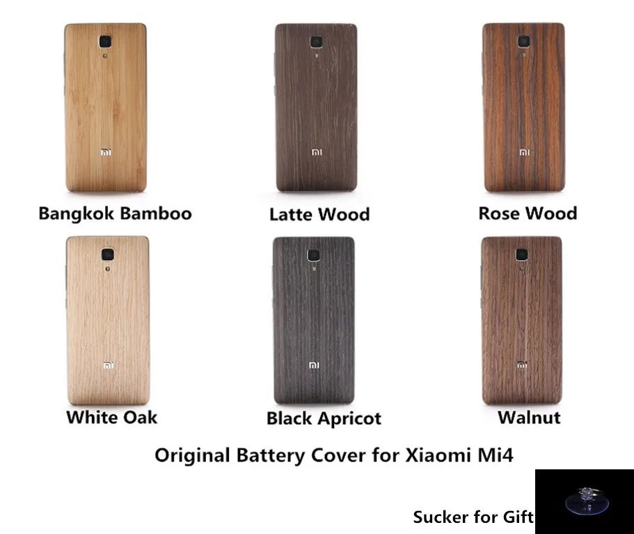 Original Wood Case for Xiaomi Mi4 Bamboo Back Battery Cover for Xiaomi Mi 4 Housing Replacement Spare Parts Sucker for Gift