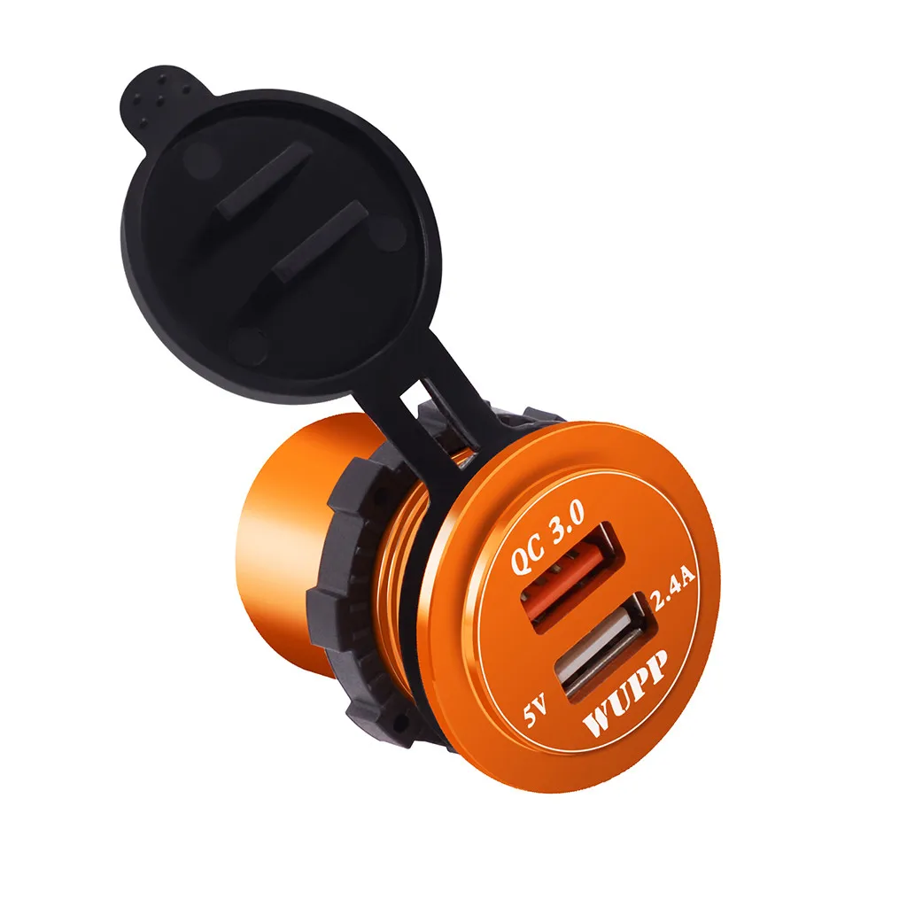QC 3.0 Dual USB Charger Socket Voltmeter Quick Charge 3.0 Wire Waterproof for Car Motorcycle Mobile Phone Charger Fast QC#Y8